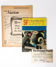 Load image into Gallery viewer, A pair of magazines signed by Ray Bradbury. The Nation and the Science Fiction Year Book
